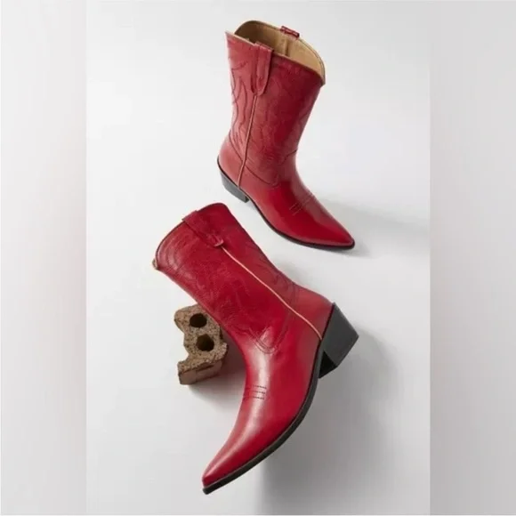Urban Outfitters Red Cowboy Boots - Picture 1 of 4
